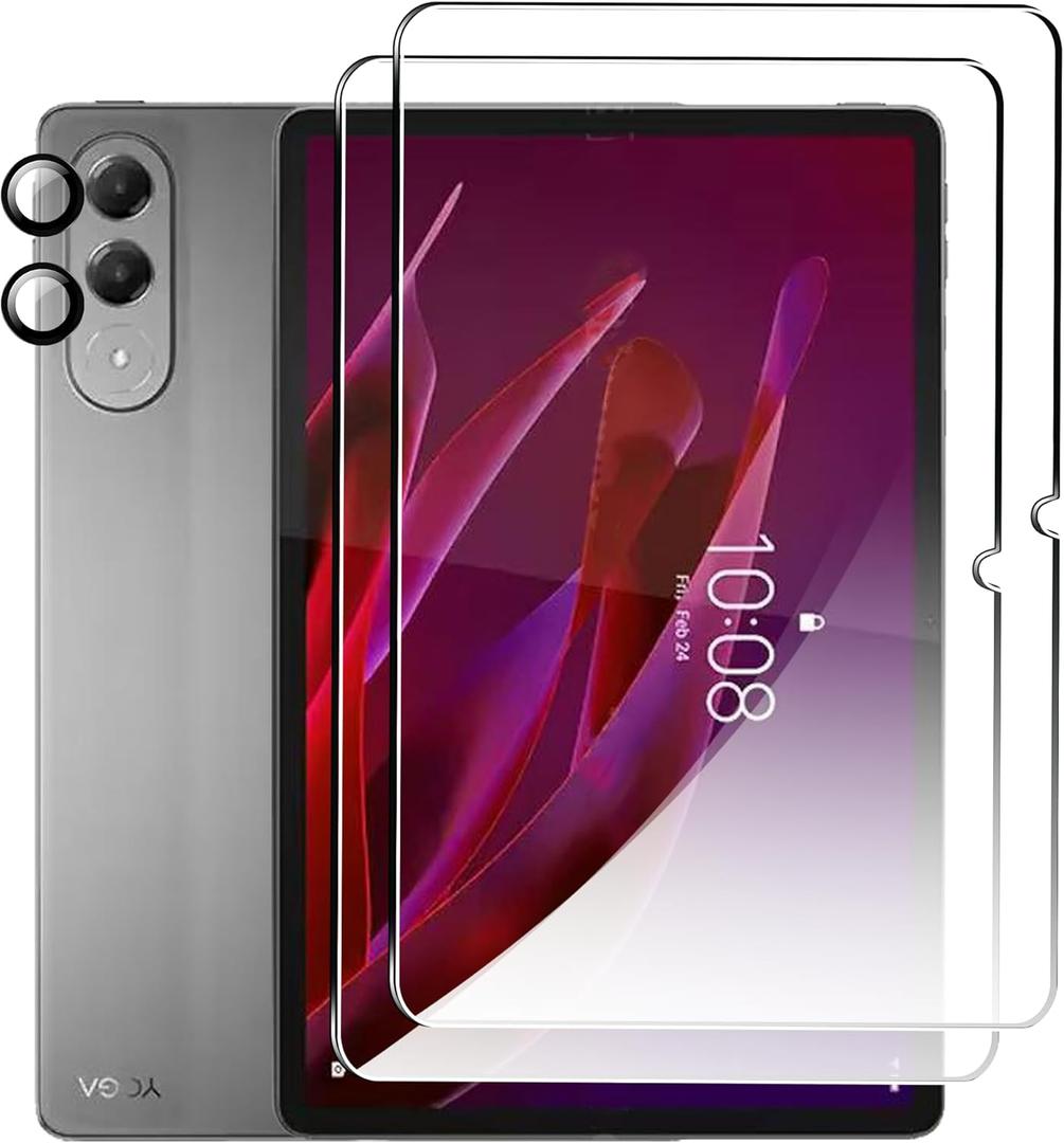 for Lenovo Yoga Tab 11.1 Inch Tablet 2025 Screen Protector with Camera Lens Protector,Tempered Glass Film,HD Clear,Anti-Scratch,Bubble Free (2+2 Pack)