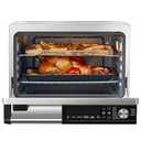 COSORI Ceramic Air Fryer Toaster Oven Combo, 11-in-1 Flat-Sealed Heating Elements for Easy Cleanup, Innovative Burner Function, 6 Accessories & Recipes, 26QT, Silver, Stainless Steel
