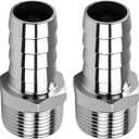 2PCS 1in Hose Barb to 1in NPT Male Adapters, Stainless Steel 1" to 1" NPT Male Hose Barb Fittings for Water Air Gas Pipes