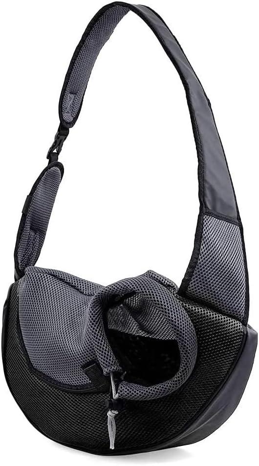Kucehiup Pet Sling Carrier for Small Dogs Cats Breathable Mesh Travelling Hands-Free Puppy Backpack(Fits Approximately 3 lbs to 6 lb Pets)(Black)