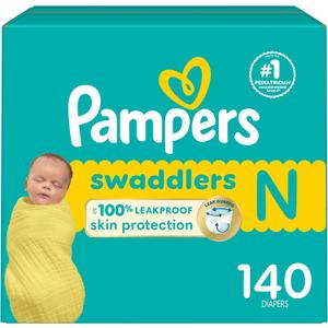Pampers Baby Diapers - Swaddlers - Size 0, 140 Count, Ultra Absorbent Disposable Newborn Diaper