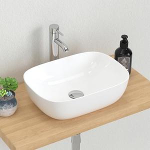 J-FAMILY JFBS100 18.3'' x 13'' Bathroom Vessel Sink Above Counter White Porcelain Ceramic Sink Bowl Vanity Sink Lavatory Art Basin