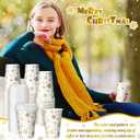 Snowflake Disposable Coffee Cups with Lids Hot Cold Beverage Coffee Cups for Winter Valentine's Day Christmas Party Tea Cafe Home Restaurant Picnic Drinking(240 Pcs,12 oz)