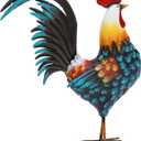 32" Majestic Metal Rooster Yard Decor, Large Outdoor Garden Statue