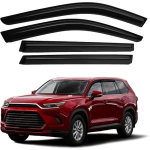 Canvcle Grand Highlander Rain Guards-Window Visors for Toyota Grand Highlander 2024 2025 2026, Outside-Mount Tape-On Side Window Wind Deflectors for Car Accessories Vent Visors Rainproof Black