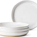 LE TAUCI 10 Inch Ceramic Dinner Plates Set of 4, Large Modern White Plate Set for Kitchen, Microwave & Dishwasher Safe Dinnerware Sets, Scratch Resistant Serving Dishes for Steak, Pasta - Arctic White
