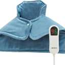 Heating Pad for Neck and Shoulders and Back - Upgrade Neck Heating Pad with 10 Heat Settings and 6 Timers Auto - Shoulder Heating Pad Birthday Gifts for Women Men Mom Dad (Blue