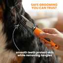 Poodle Dematting Fur Rake Comb Brush for Dogs and Cats - Long 2.5" Steel Safety Blades Metal Comb for Detangling Matted or Knotted Undercoat Hair (Orange)