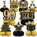 9 Pcs 90th Birthday Decoration for Women 1936 Table Honeycomb Decor