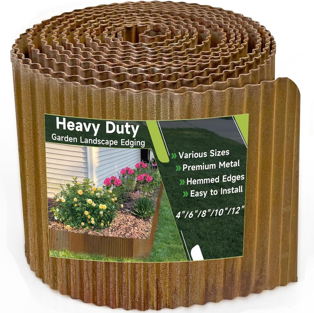 Corrugated Garden Edging,6"40Ft Pre-Rusted Landscape Edging & Lawn Edging Border,Metal Garden Border for Flower Beds,Garden,Lawn,Raised Beds & Tree Surrounds