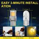 7440 Warm White LED Bulbs Side Marker/Reverse/Turn Signal Lights 2-Pack | 4500 Lumens, All-Aluminum Body, Wide LED Bulb Contact Pins, T20 7440NA 7441 W21W WY21W Light Bulbs