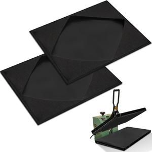 2 Pcs Heat Press Platen Wrap Cover, 16 x 20 Inches Non Stick Heat Resistant Cover Protector for Protecting Sublimation Press Machine Plate from Adhesive Residue Scratches Inks, Black