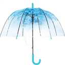 Cherry Blossoms Clear Bubble Umbrella - Transparent Dome Semi-Automatic for Kids, Girls, Boys, Women - Cute Romantic Windproof Wedding Decoration (Blue)