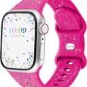 Sport Band Compatible with Apple Watch Band 46mm 38mm 40mm 41mm 42mm 44mm 45mm 49mm for Women Men,Soft Recycled Plastic Strap for iWatch Series 11 10 9 8 7 6 5 4 3 2 1 SE Ultra Hot Pink