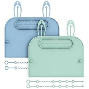 2Pack Silicone Placemats for Baby&Kid, Stain-Proof Non-Slip Baby Place Mat for Restaurant Highchair& Home Dining, Baby-led Food mats for Travel, Portable Toddler Table mat-Waterproof&Dishwasher Safe
