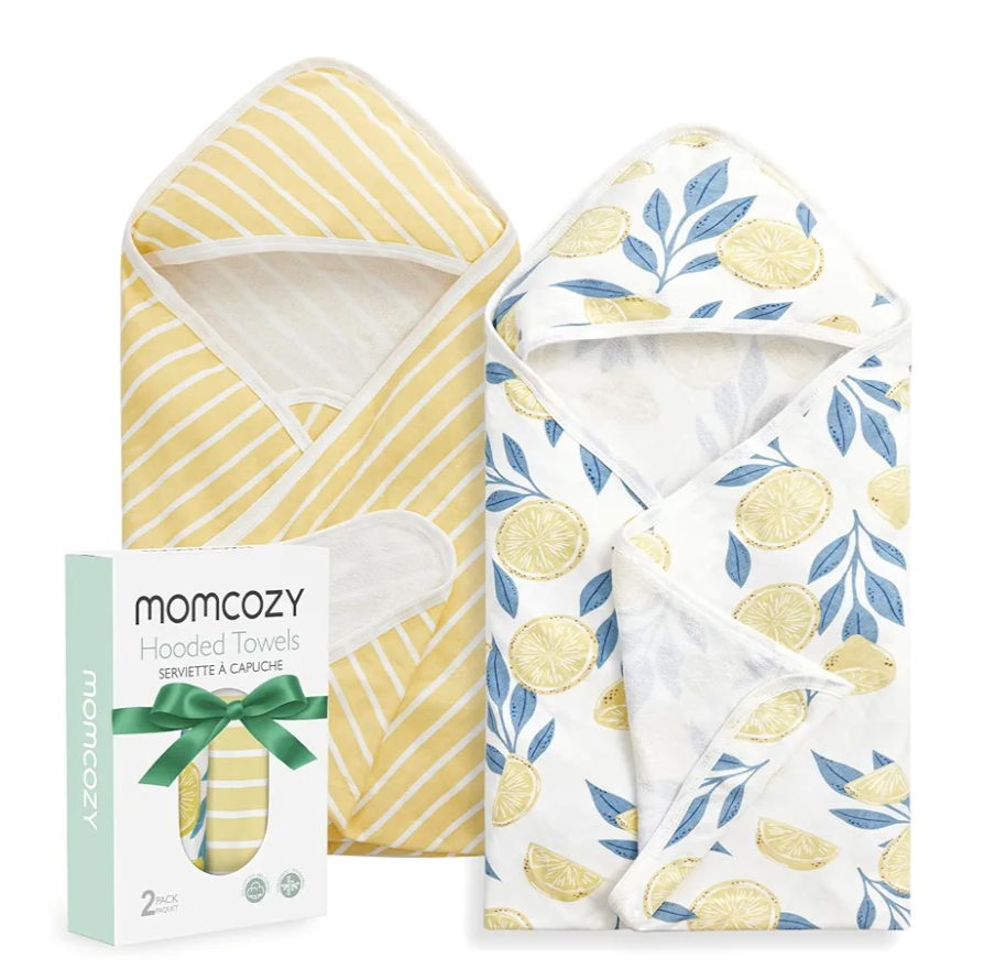 Momcozy Baby Towel with Hooded - Ultra Soft & Absorbent Large Bath Towel Set for Comfort & Gentle on Baby's Skin - Med Thick& Durable -Shower Gift & Bath Essential for Newborn, Infant, Toddler