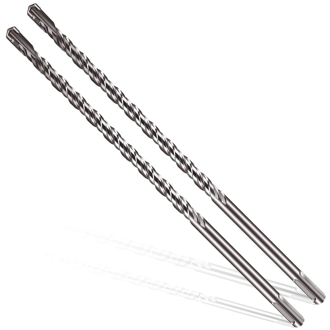 1/2x12 SDS-Plus Rotary Hammer Drill Bit, Carbide Tip 4-Cutter for Brick,Stone & Concrete, Packed of 2pcs.