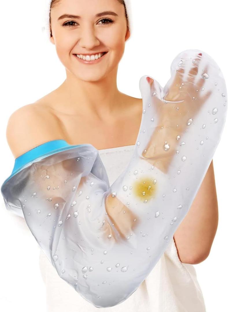 Asunby Cast Covers for Shower Arm Adult Waterproof,Reusable Full Cast Protector for Bandage,Hand,Wrist,Elbow,Soft Comfortable Showering Sleeve Bag to Keep Wounds Dry,After Surgery Gifts(Extra Long)