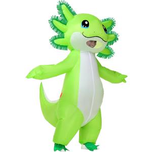 Stegosaurus Inflatable Axolotl Costume Adult Halloween Blow Up Costumes Deluxe Funny Costumes Animal Women Men Cosplay Party Green