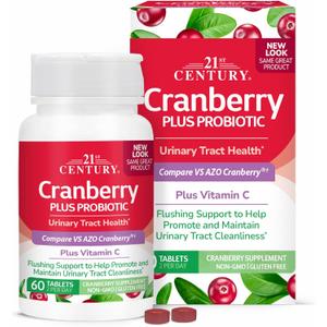 21st Century Cranberry Plus Probiotic Tablets, 60 Count EXP (10/27)