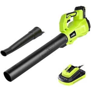 SnapFresh Cordless Leaf Blower - 180 CFM Leaf Blower with Battery & Charger, 2 Section Tubes, Free Control Speed, Lightweight, Electric Leaf Blower for Blowing Leaves, Lawn Care, Dust & Other Debris