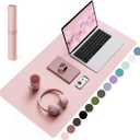 YSAGi Non-Slip Leather Desk Pad Blotter, Waterproof Laptop Computer Desk Keyboard Mat, Table Protector Mat, Large Mouse Pad for Office/Work/Home/Decor(Pink, 31.5" x 15.7")