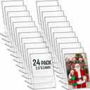 Menkxi 24 Pcs 2.5 x 3.5 Inch Acrylic Photo Frame L Shape Slant Back Desktop Photo Frames Plastic Clear Sign Clear Acrylic Display Stand Table Top Sign for Home Office Wedding Restaurant Menu