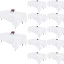 12 Packs White Table Cloth Rectangle 60x102 Inch Rectangular Tablecloths for 6 Foot Rectangle Tables, Wrinkle Resistant Polyester Fabric Tablecloth Washable Table Covers for Wedding Party