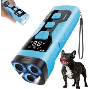 Dog Bark Deterrent Devices, 3X Ultrasonic 65FT Anti Barking Device, 4 Gear Frequencies Safer Alternatives to Dog Training Bark Collars, Portable Design with Display for All Dogs (Blue)