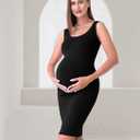 Rnxrbb Women Summer Sleeveless Maternity Dress Pregnancy Tank Scoop Neck Mama Clothes Casual Bodycon Clothing (Black, L)