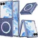 BENTOBEN Magnetic for Samsung Galaxy Z Flip 7 Case, Clear Crystal Glitter Bling Phone Case Flip 7 [Compatible with MagSafe], Shockproof Sparkly Cute Women Girls Cover for Z Flip 7 6.9'', Clear Glitter