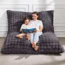 Hobestluk 3 in 1 Bean Bag Chair Giant Bean Bag Chairs for Adults with Bubble Cover Convertible Bean Bag Floor Cushion with Machine Washable Cover for Living Room (Bubble Dark Grey)