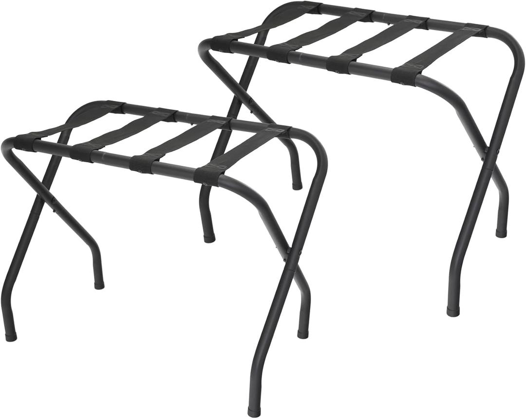 Luggage Rack Set of 2, Suitcase Stand, Luggage Racks for Guest Room, Hotel, Bedroom, Camping, Travel Suitcase Holder, Black Metal Frame, 27.5 x 14.2 x 20.7 Inches