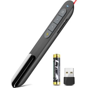 Wireless Presenter Remote Presentation Pointer Clicker with Hyperlink & Volume Control USB PowerPoint Slide Advancer