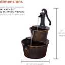 Alpine Corporation 27" Tall Rustic Outdoor 2-Tier Barrel Pump Water Fountain with Soothing Cascading Water Flow for Patio, Yard, Porch, or Landscape, Bronze