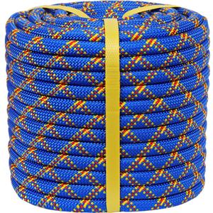 Double Braided Polyester Arborist Rigging Rope - 1/2 inch x 100 feet - High Strength Climbing Rope for Tree Work, Camping, Halyard, Sailing (Blue)