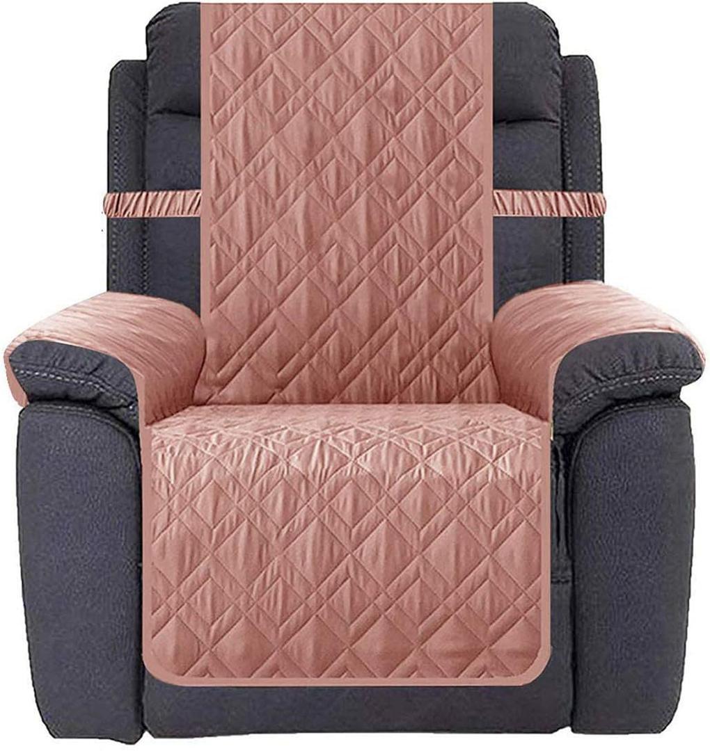 Ameritex Waterproof Nonslip Recliner Cover Stay in Place, Dog Chair Cover Furniture Protector, Ideal Recliner Slipcovers for Pets and Kids (Pink, 23")