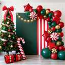 HOUSE OF PARTY Christmas Balloon Arch Kit - Red and Green Christmas Balloons with Candy Cane Foil Balloons, Star | Foil Balloons for Xmas Party Decorations, 2 Packs