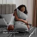 MR&HM Satin Bed Sheets, King Size Sheets Set, 4 Pcs Silky Bedding Set with 15 Inches Deep Pocket for Mattress (King, Dark Grey)