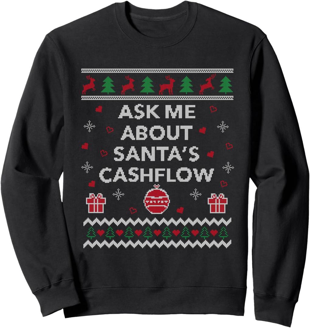 Ask Me About Santas Cash Flow Accountant Ugly Christmas Sweatshirt, 2XL