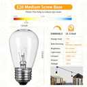 S14 Incandescent Edison Light Bulbs - 11W Vintage Clear Glass Bulbs with E26 Medium ScrewBase, Warm Filament Replacement Bulbs for Outdoor Patio Garden String Lights, Pack of 19