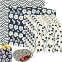 9 Pack Reusable Beeswax Wrap for Food Chinoiserie Beeswax Paper for Sourdough Bread Cheese Paper Wrapping Wax Cloth Food Wraps Bread Sandwich Wrapper 1 XL 3 Medium 5 S(Beige,Japanese)