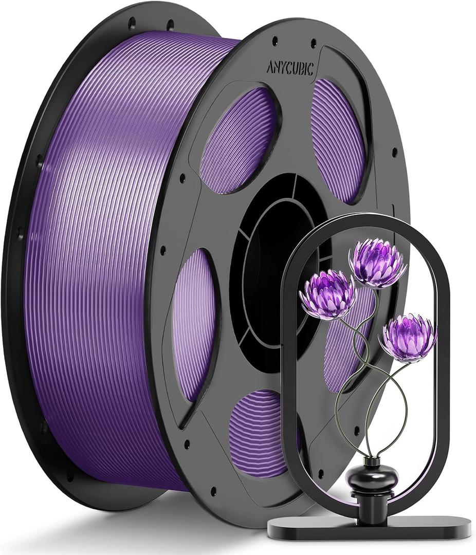 ANYCUBIC PETG Filament 1.75mm, 3D Printer Filament, Translucent and Vibrant, Dimensional Accuracy +/- 0.02mm, Print with Most FDM 3D Printers, 1KG Reusable Spool, Semi-Clear Purple