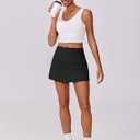 PINSPARK Womens Tennis Skirt High Waisted Golf Skort with 2 Pockets Stretchy Athletic Skirts for Workout Pickleball Running (Black, L)