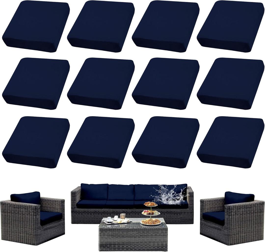 Outdoor Cushion Covers Set,12PCS Patio Furniture Couch Seat Slipcovers, Replacement for Sofa Sectional Chair(CoverOnly)