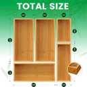 Bamboo Drawer Organizer Set, 5-Piece Storage Trays for Kitchen, Bathroom, Office Desk, Makeup & Junk Drawers,Utensils