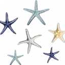 CroBlissful 6 Pcs Summer Starfish Wall Decor Beach Starfish Wooden Wall Art Beach Coastal Wooden Sign with Hook Summer Hanging Decoration for Home Farmhouse Sculpture Indoor Outdoor