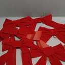 6 PCS Christmas Decorations, 9 x 12 Inches Large Christmas Bows, Red Velvet PVC Hanging XmasTree Decorations Indoor Outdoor Xmas Decor for Home Party Wreath Fence Fireplace Stairs Railing Door