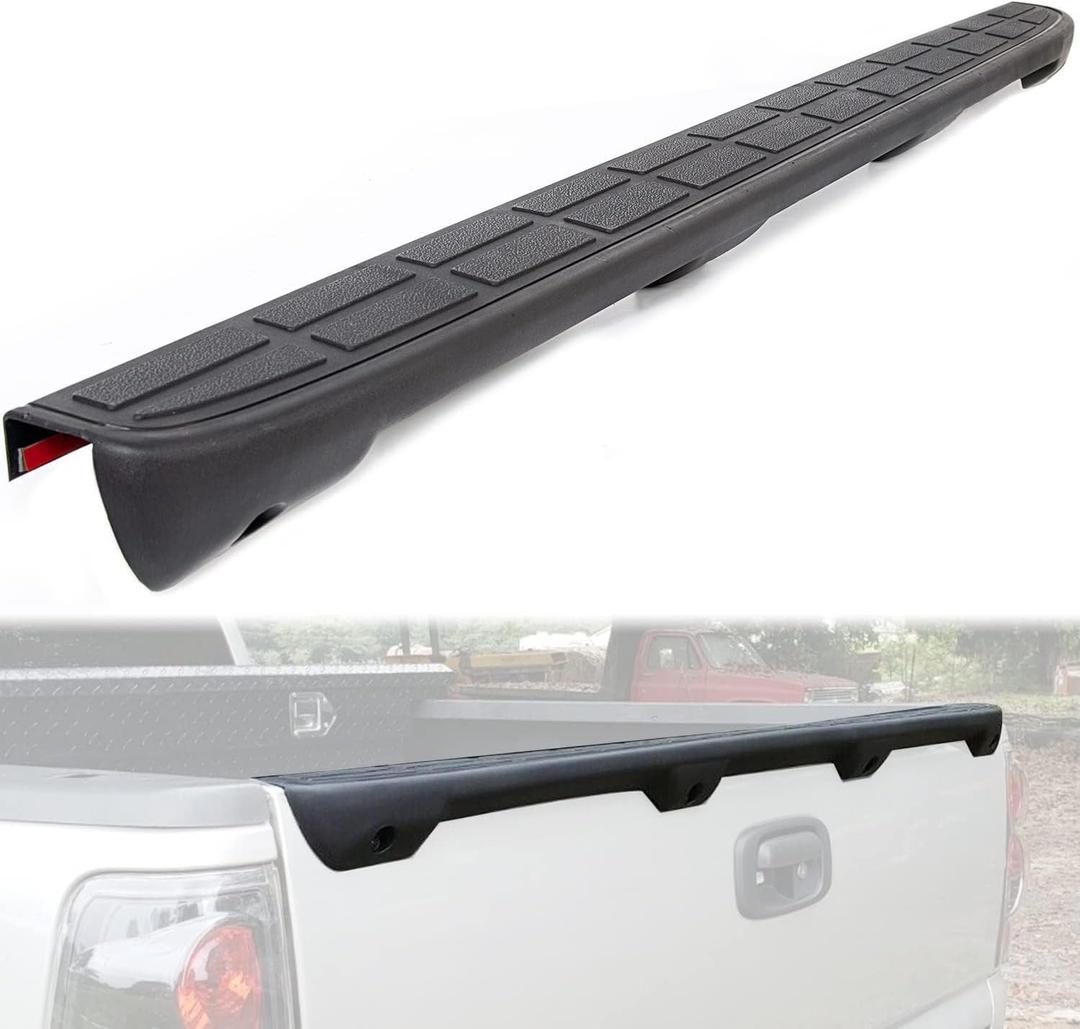 ECOTRIC Tailgate Spoiler Cap Cover Compatible with 1999-2007 Chevy Silverado GMC Sierra Replacement for 15932249 GM1909101 Molding Top Protector Textured Black