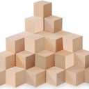 Cheardia 30 Pack 2 Inch Wooden Blocks for Crafts, Unfinished Wood Cubes Square Blank Block for Crafts Making, DIY Decor